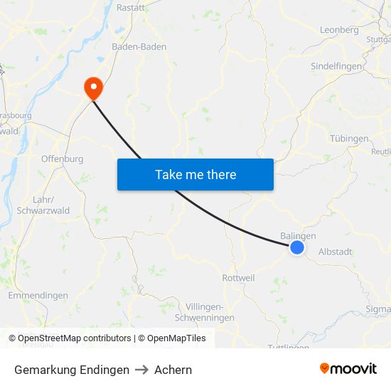 Gemarkung Endingen to Achern map