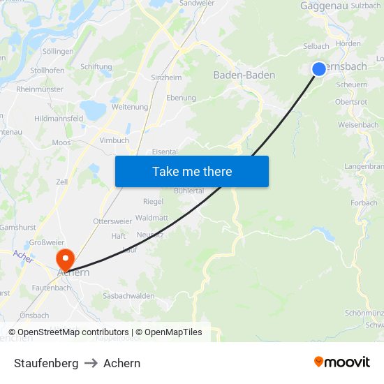 Staufenberg to Achern map