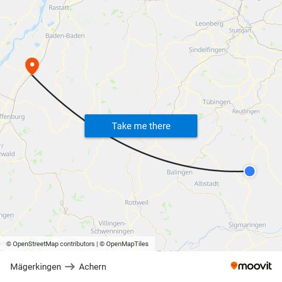 Mägerkingen to Achern map