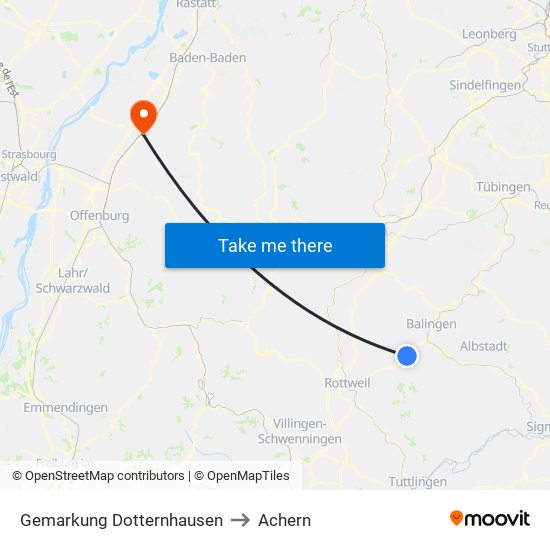Gemarkung Dotternhausen to Achern map