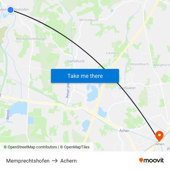 Memprechtshofen to Achern map