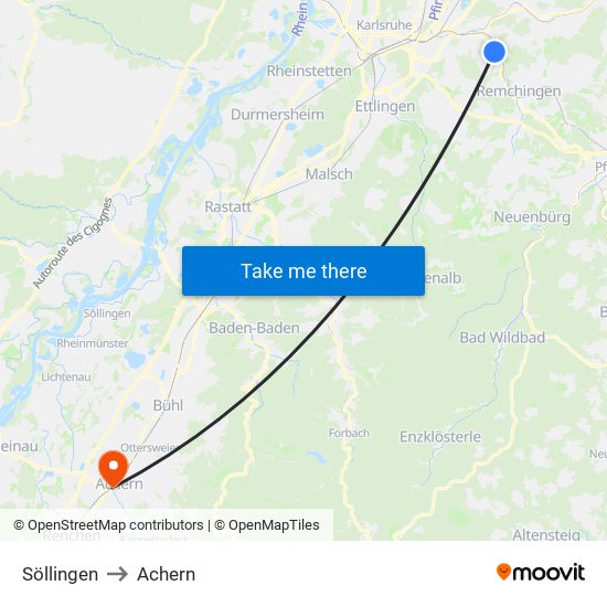 Söllingen to Achern map