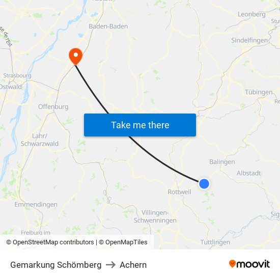 Gemarkung Schömberg to Achern map
