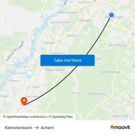 Kleinsteinbach to Achern map