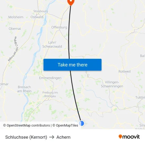 Schluchsee (Kernort) to Achern map