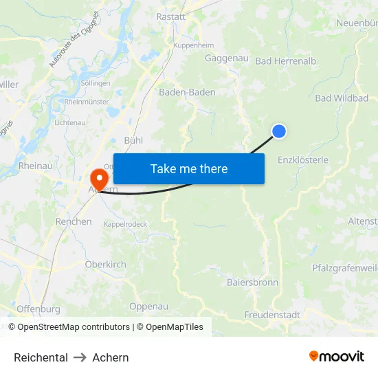 Reichental to Achern map