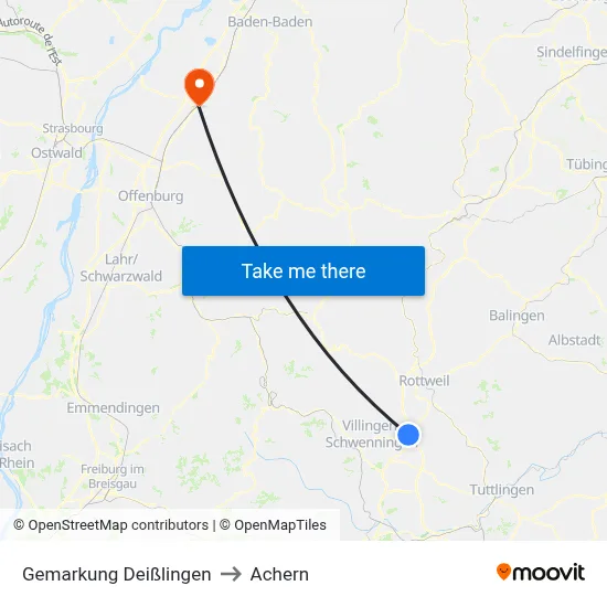 Gemarkung Deißlingen to Achern map