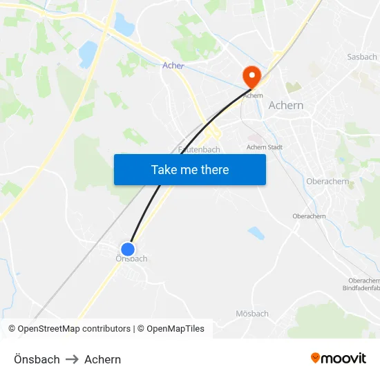 Önsbach to Achern map