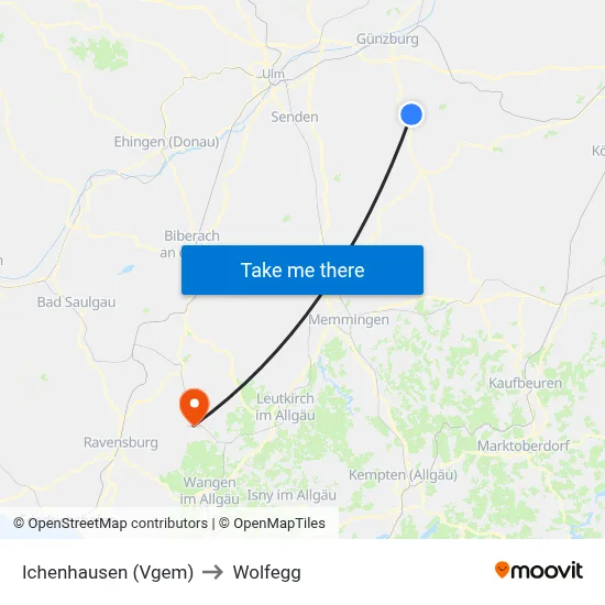 Ichenhausen (Vgem) to Wolfegg map