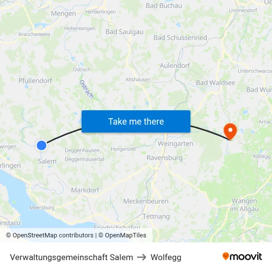 Verwaltungsgemeinschaft Salem to Wolfegg map
