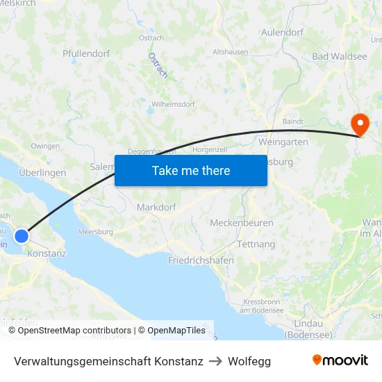 Verwaltungsgemeinschaft Konstanz to Wolfegg map