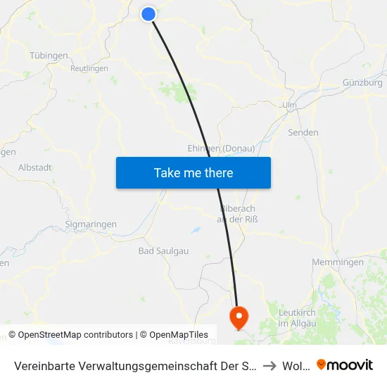 Vereinbarte Verwaltungsgemeinschaft Der Stadt Kirchheim Unter Teck to Wolfegg map