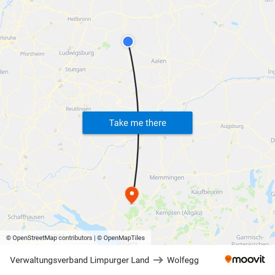 Verwaltungsverband Limpurger Land to Wolfegg map