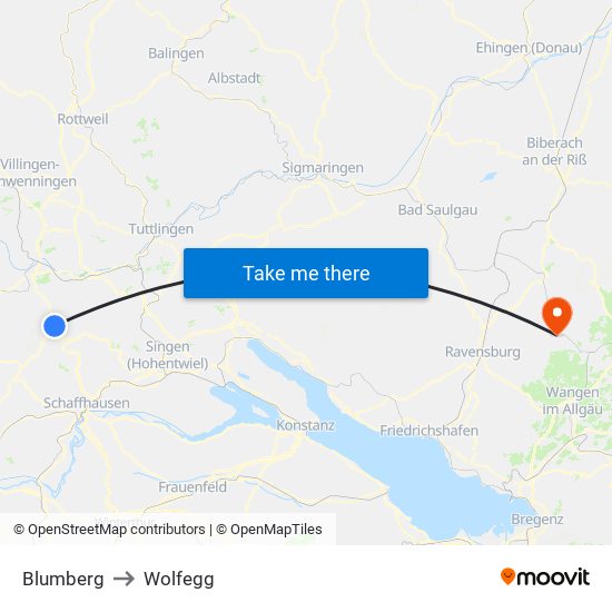 Blumberg to Wolfegg map