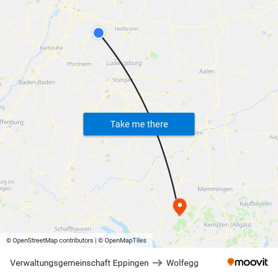 Verwaltungsgemeinschaft Eppingen to Wolfegg map