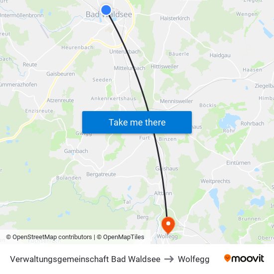 Verwaltungsgemeinschaft Bad Waldsee to Wolfegg map