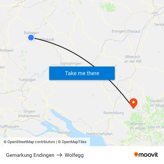 Gemarkung Endingen to Wolfegg map