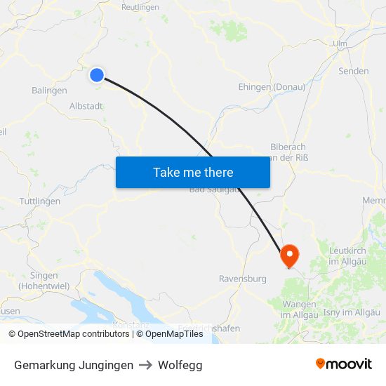 Gemarkung Jungingen to Wolfegg map