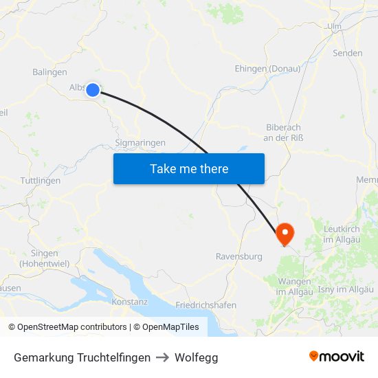 Gemarkung Truchtelfingen to Wolfegg map