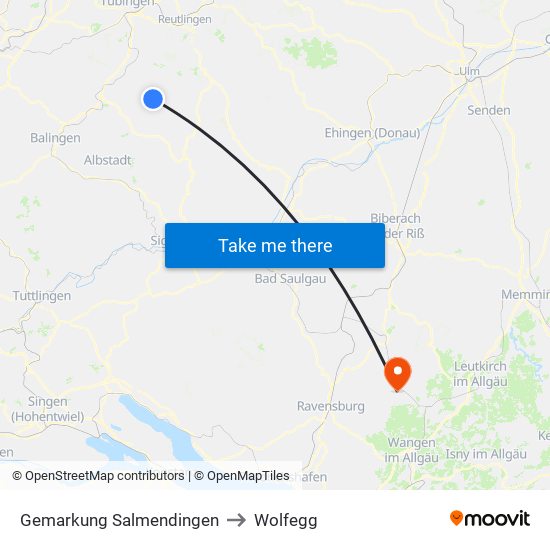 Gemarkung Salmendingen to Wolfegg map