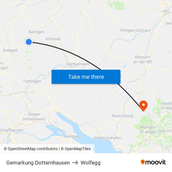 Gemarkung Dotternhausen to Wolfegg map