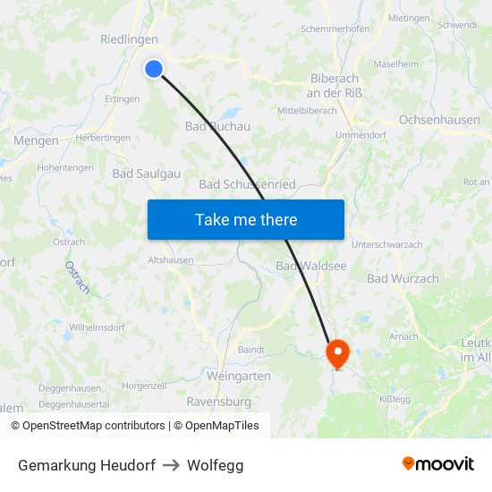 Gemarkung Heudorf to Wolfegg map