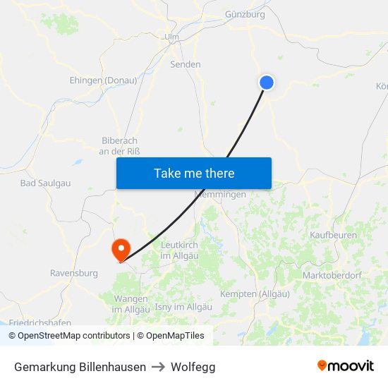 Gemarkung Billenhausen to Wolfegg map