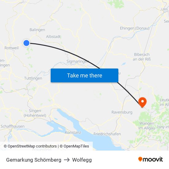Gemarkung Schömberg to Wolfegg map