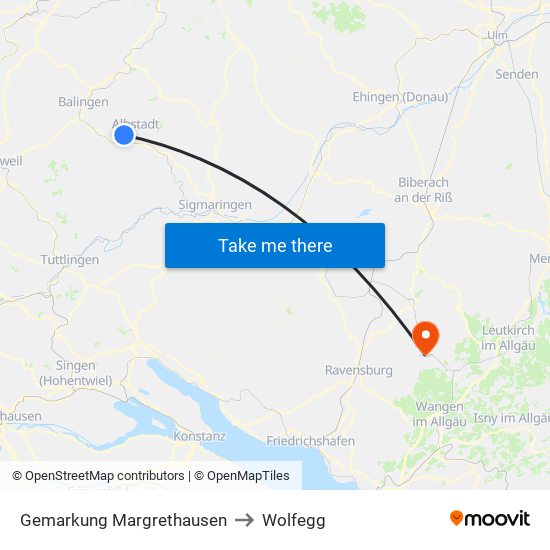 Gemarkung Margrethausen to Wolfegg map