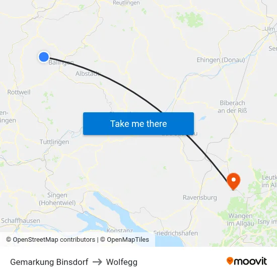 Gemarkung Binsdorf to Wolfegg map