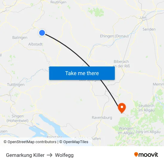 Gemarkung Killer to Wolfegg map