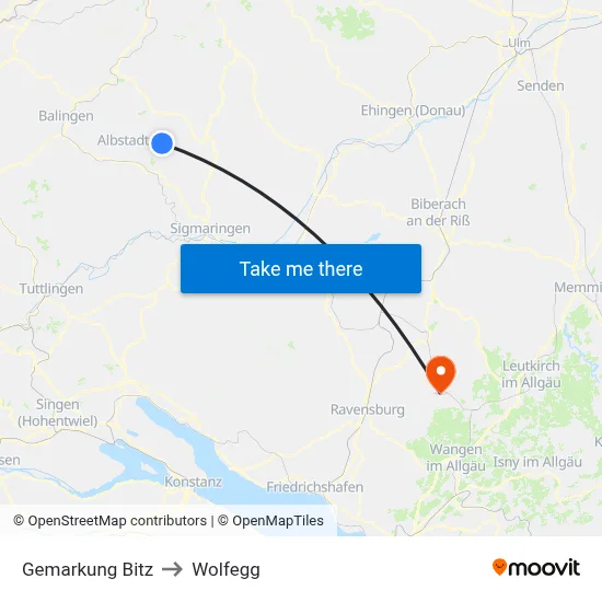 Gemarkung Bitz to Wolfegg map