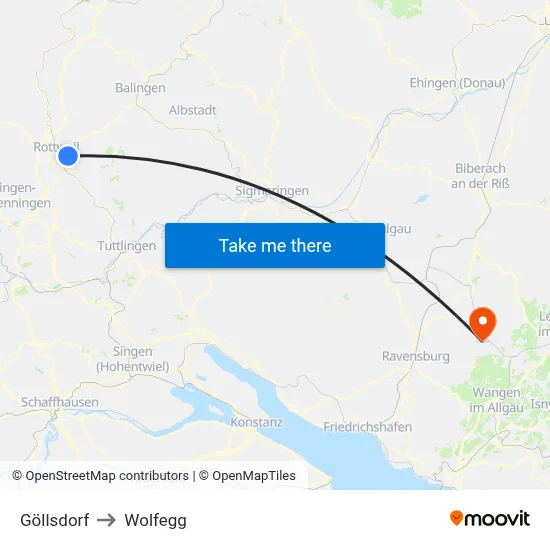 Göllsdorf to Wolfegg map