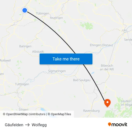 Gäufelden to Wolfegg map