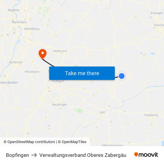 Bopfingen to Verwaltungsverband Oberes Zabergäu map