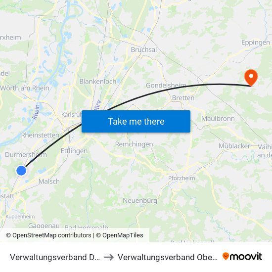 Verwaltungsverband Durmersheim to Verwaltungsverband Oberes Zabergäu map