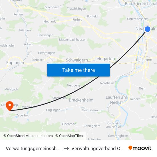 Verwaltungsgemeinschaft Neckarsulm to Verwaltungsverband Oberes Zabergäu map