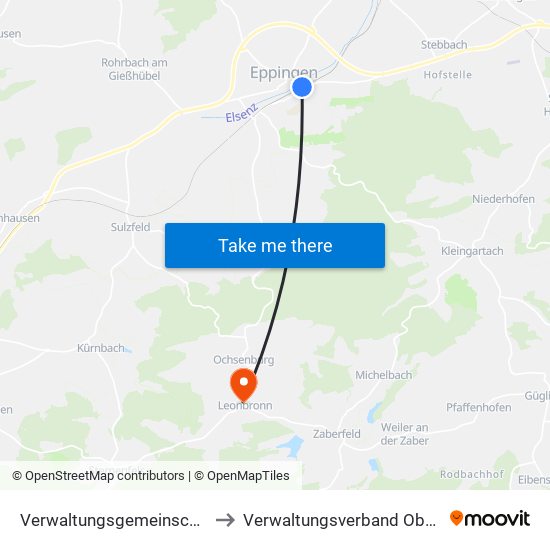 Verwaltungsgemeinschaft Eppingen to Verwaltungsverband Oberes Zabergäu map