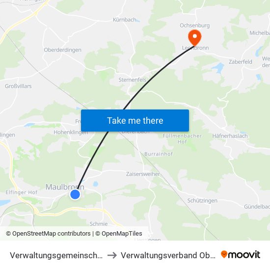 Verwaltungsgemeinschaft Maulbronn to Verwaltungsverband Oberes Zabergäu map