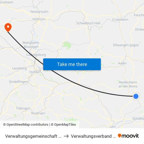 Verwaltungsgemeinschaft Giengen An Der Brenz to Verwaltungsverband Oberes Zabergäu map