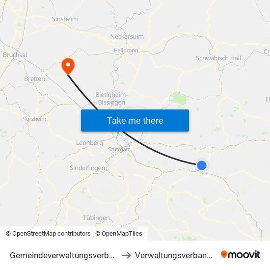 Gemeindeverwaltungsverband Östlicher Schurwald to Verwaltungsverband Oberes Zabergäu map