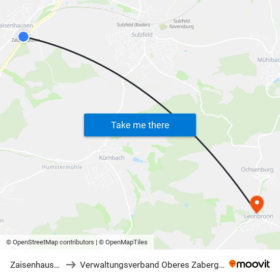 Zaisenhausen to Verwaltungsverband Oberes Zabergäu map