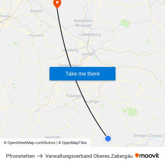 Pfronstetten to Verwaltungsverband Oberes Zabergäu map