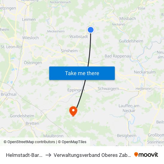 Helmstadt-Bargen to Verwaltungsverband Oberes Zabergäu map