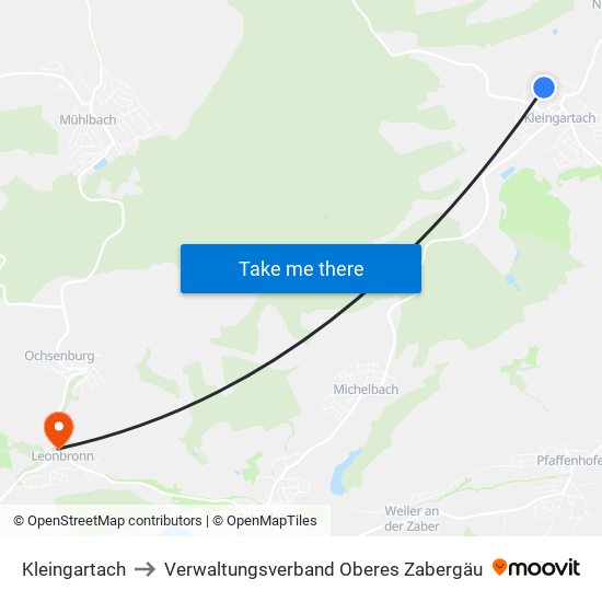 Kleingartach to Verwaltungsverband Oberes Zabergäu map