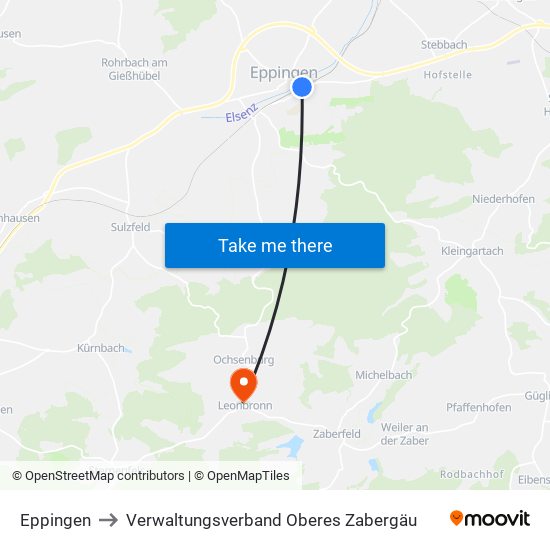 Eppingen to Verwaltungsverband Oberes Zabergäu map