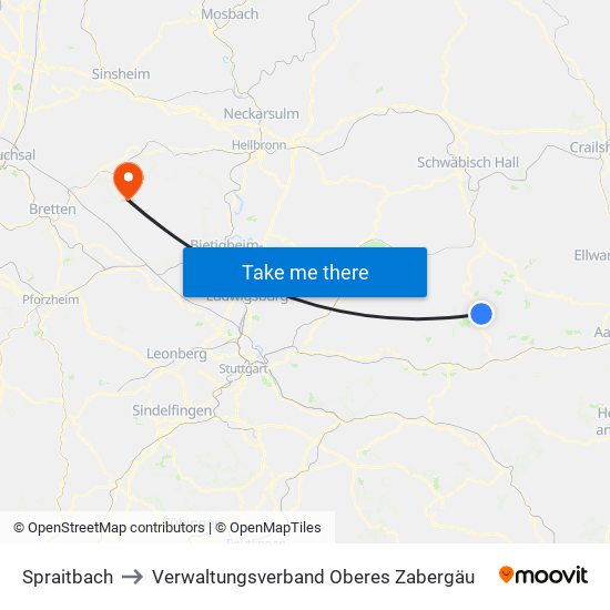 Spraitbach to Verwaltungsverband Oberes Zabergäu map
