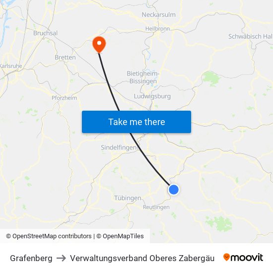 Grafenberg to Verwaltungsverband Oberes Zabergäu map