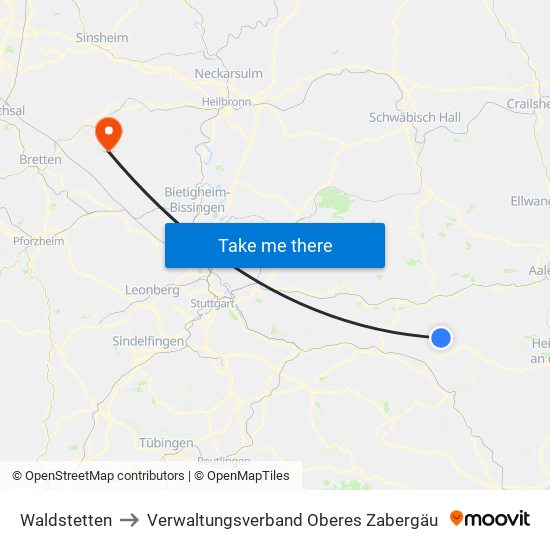 Waldstetten to Verwaltungsverband Oberes Zabergäu map