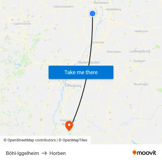 Böhl-Iggelheim to Horben map
